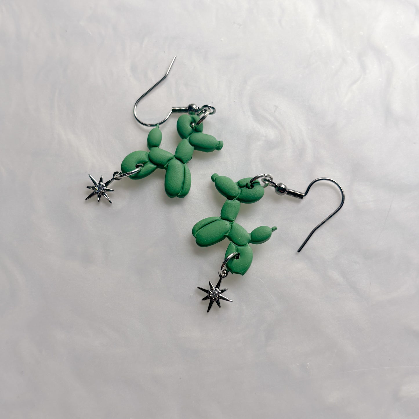 GREEN BALLOON DOG EARRINGS