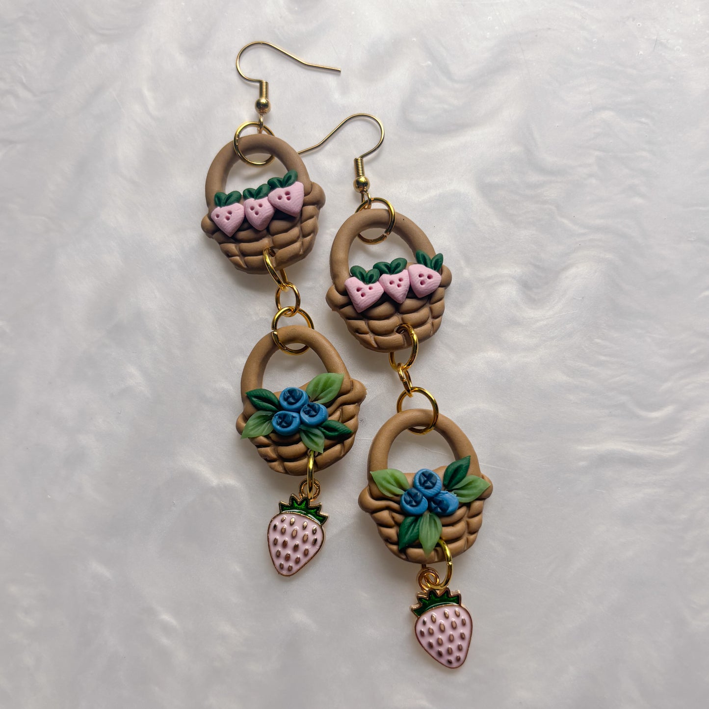 BLUEBERRY & STRAWBERRY BASKET DUO EARRINGS