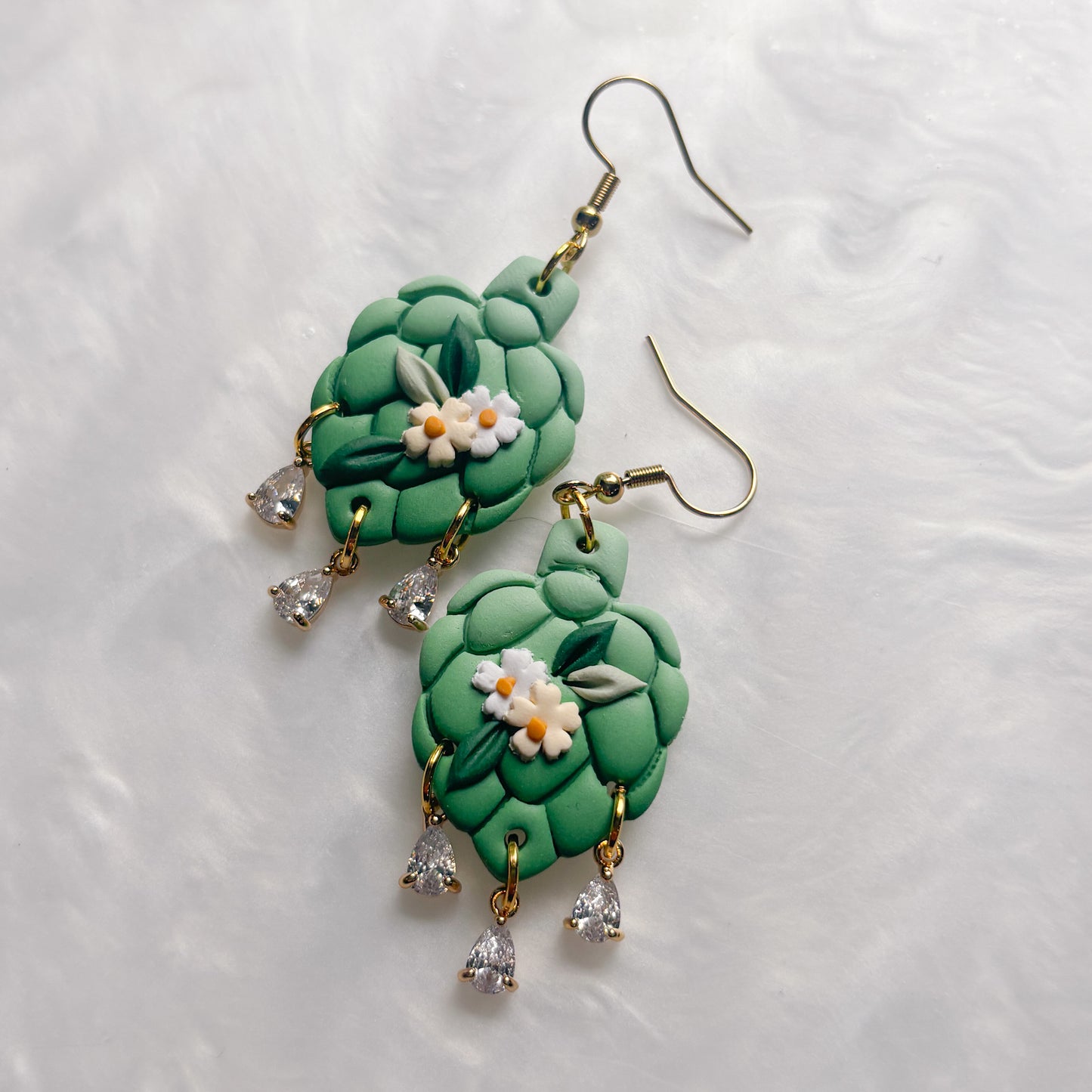 ARTICHOKE WITH CRYSTAL DROPS EARRINGS