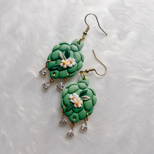 ARTICHOKE WITH CRYSTAL DROPS EARRINGS