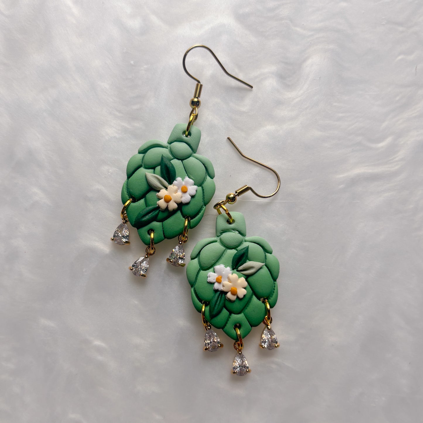 ARTICHOKE WITH CRYSTAL DROPS EARRINGS