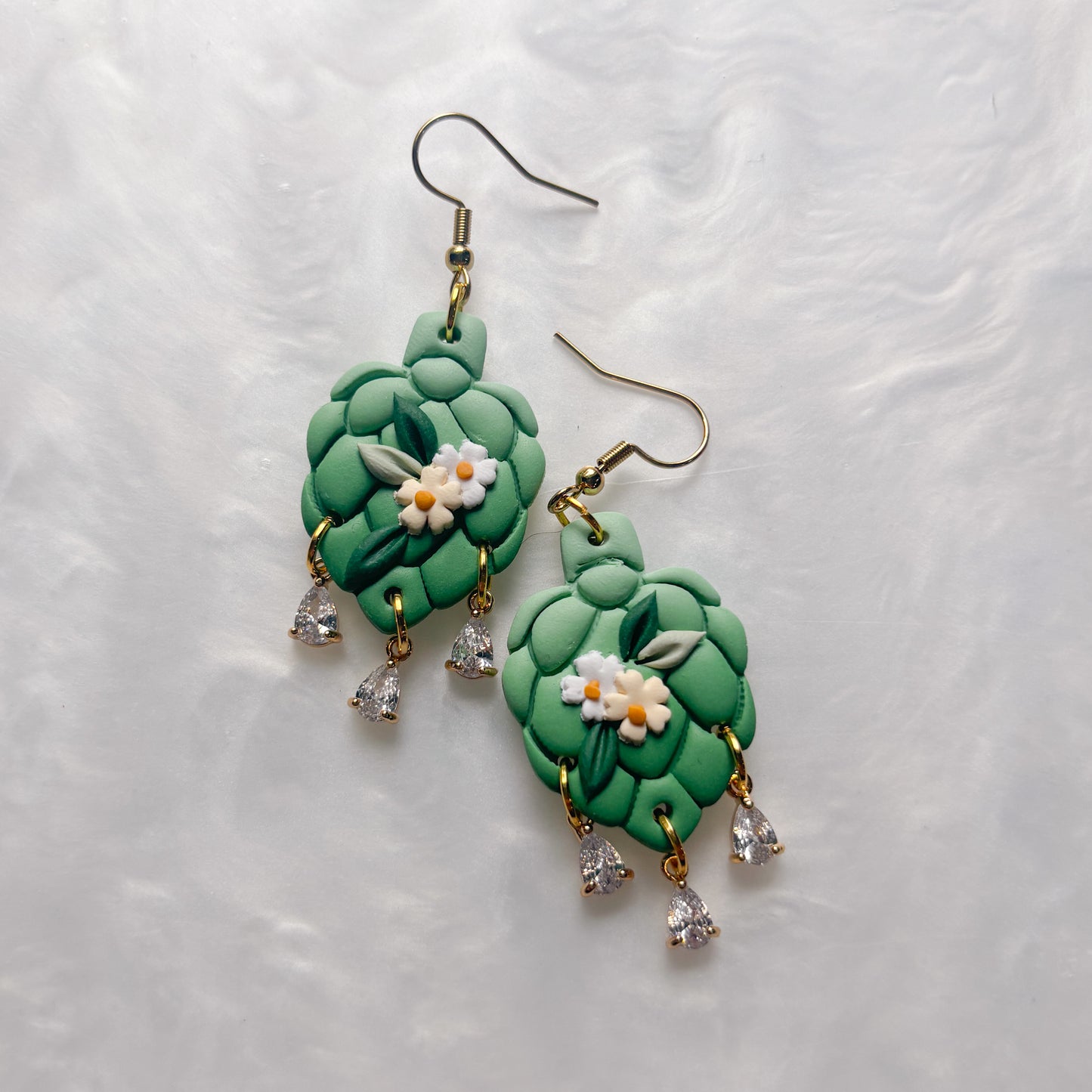 ARTICHOKE WITH CRYSTAL DROPS EARRINGS
