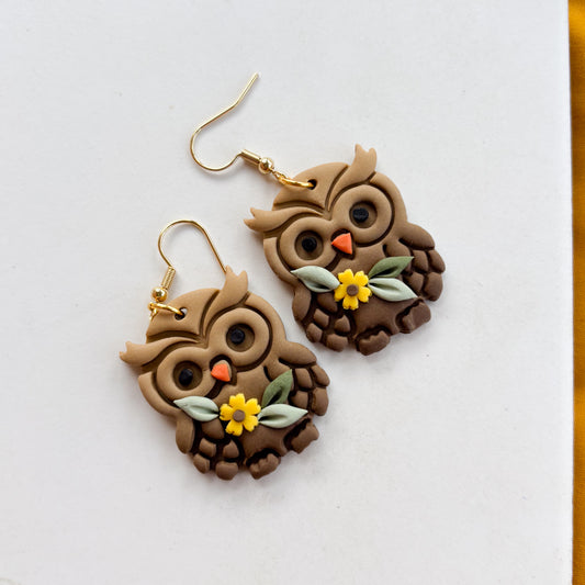 BROWN OWL EARRINGS