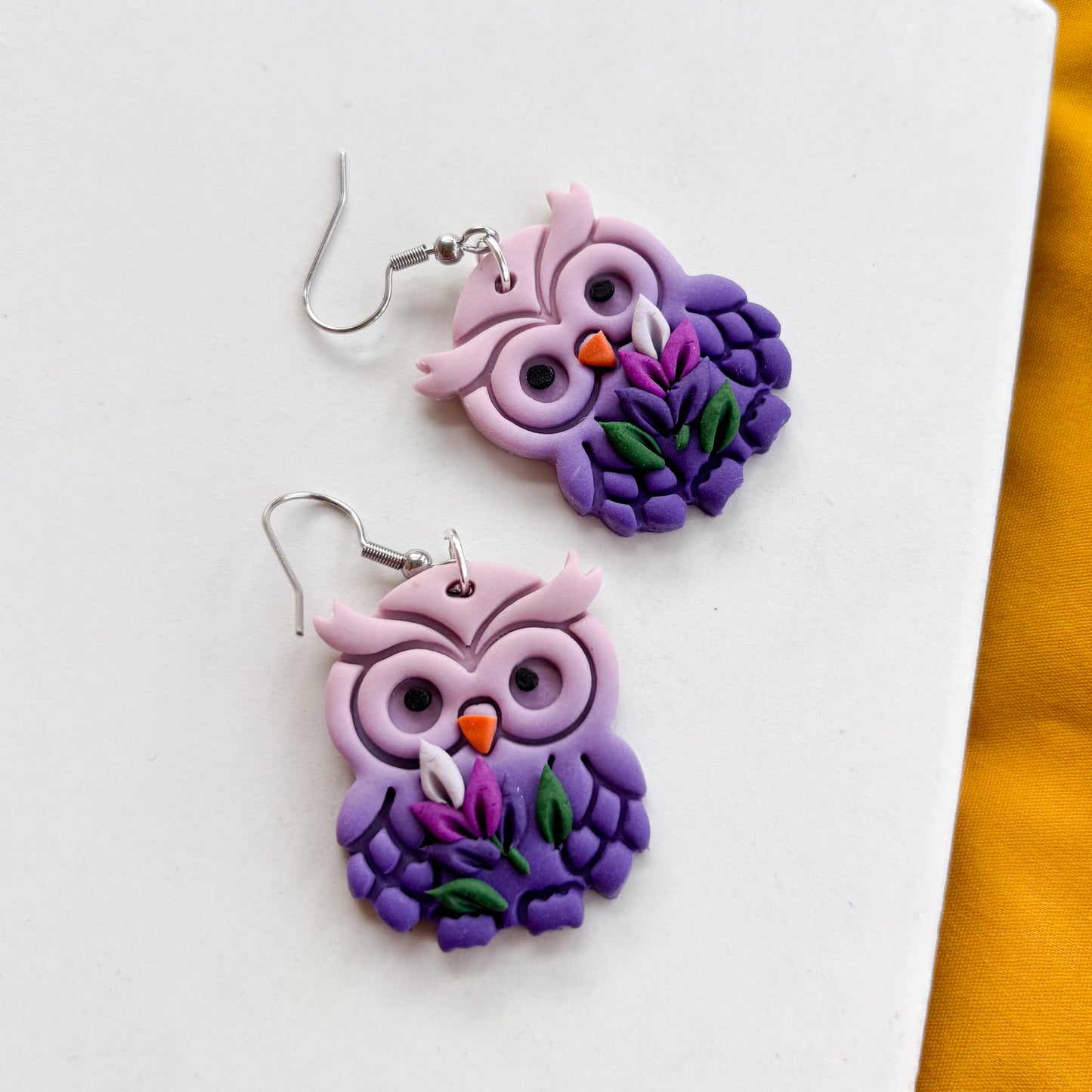 PURPLE OWL EARRINGS