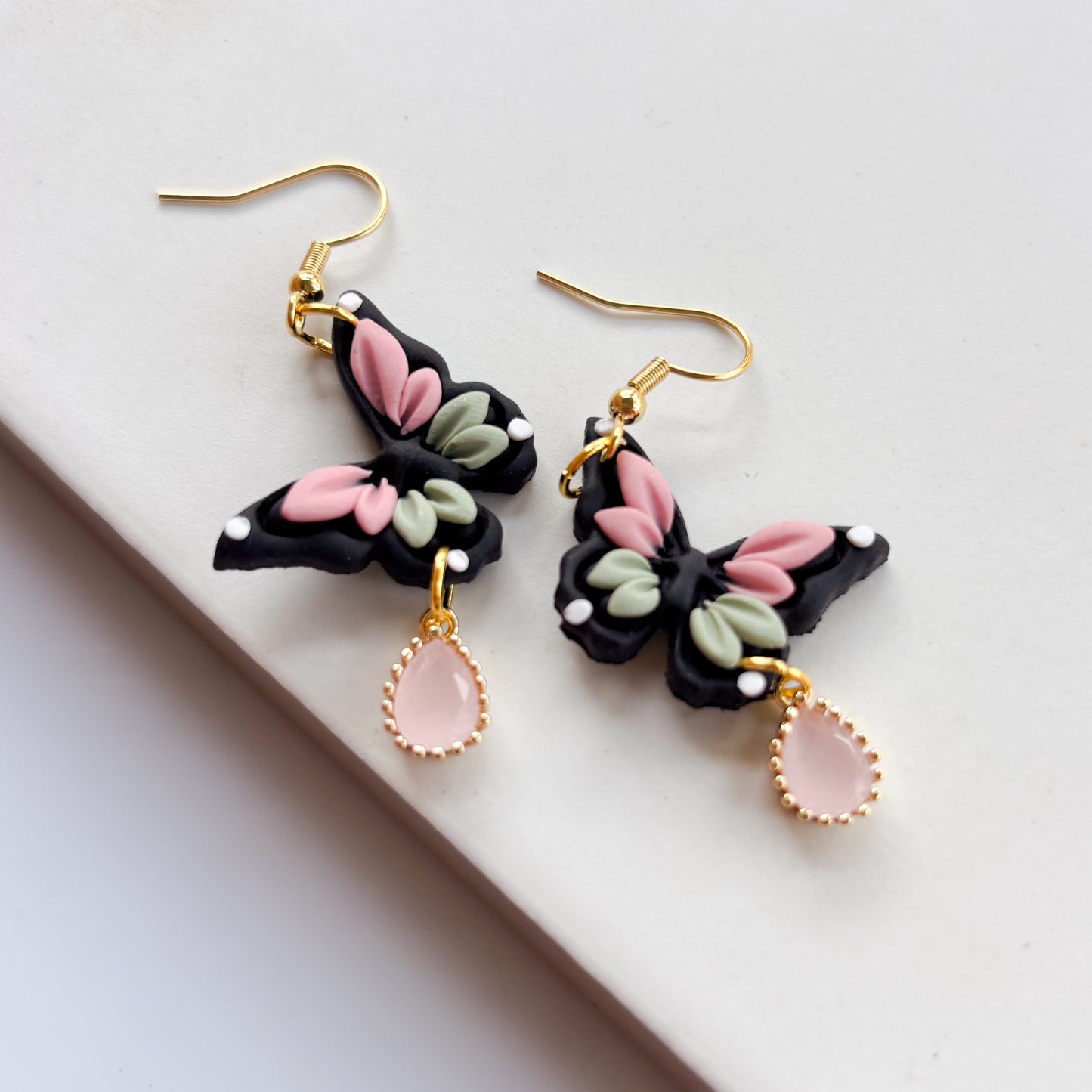 PASTEL GREEN & PINK BUTTERFLY EARRINGS