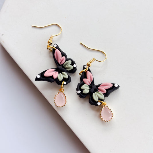 PASTEL GREEN & PINK BUTTERFLY EARRINGS