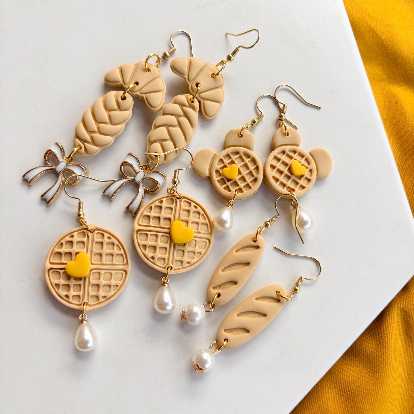MOUSE EAR WAFFLE EARRINGS