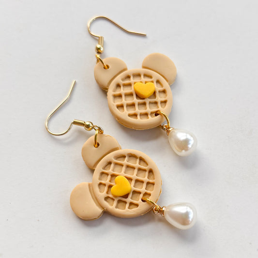 MOUSE EAR WAFFLE EARRINGS