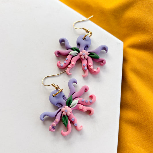 OCTOPUS EARRINGS (PURPLE PINK)
