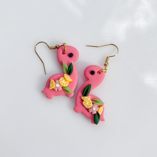 PINK LEMONADE DINO EARRINGS (BRONTO)