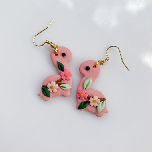 CHERRY BLOSSOM DINO EARRINGS (BRONTO)