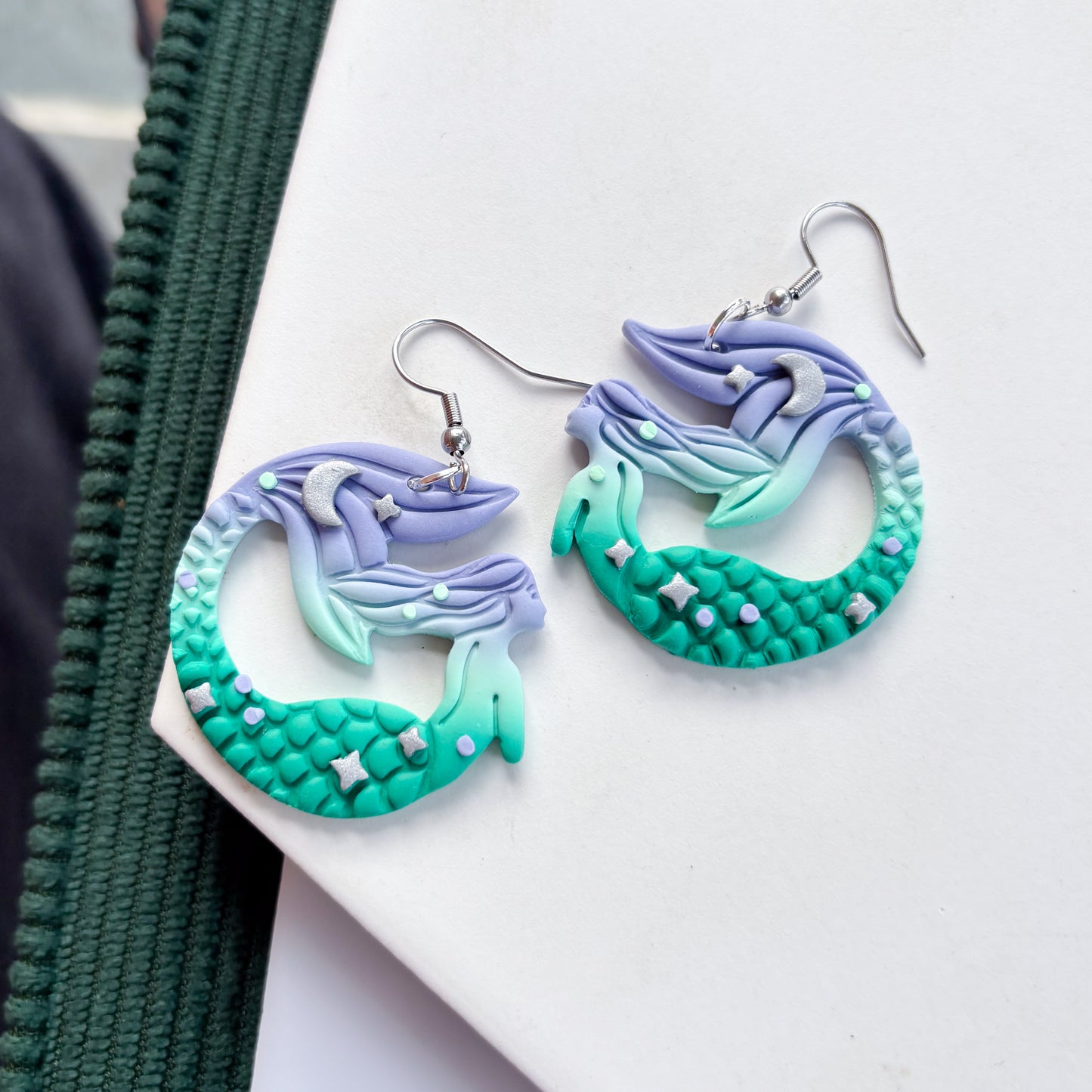 MERMAID PURPLE & GREEN EARRINGS