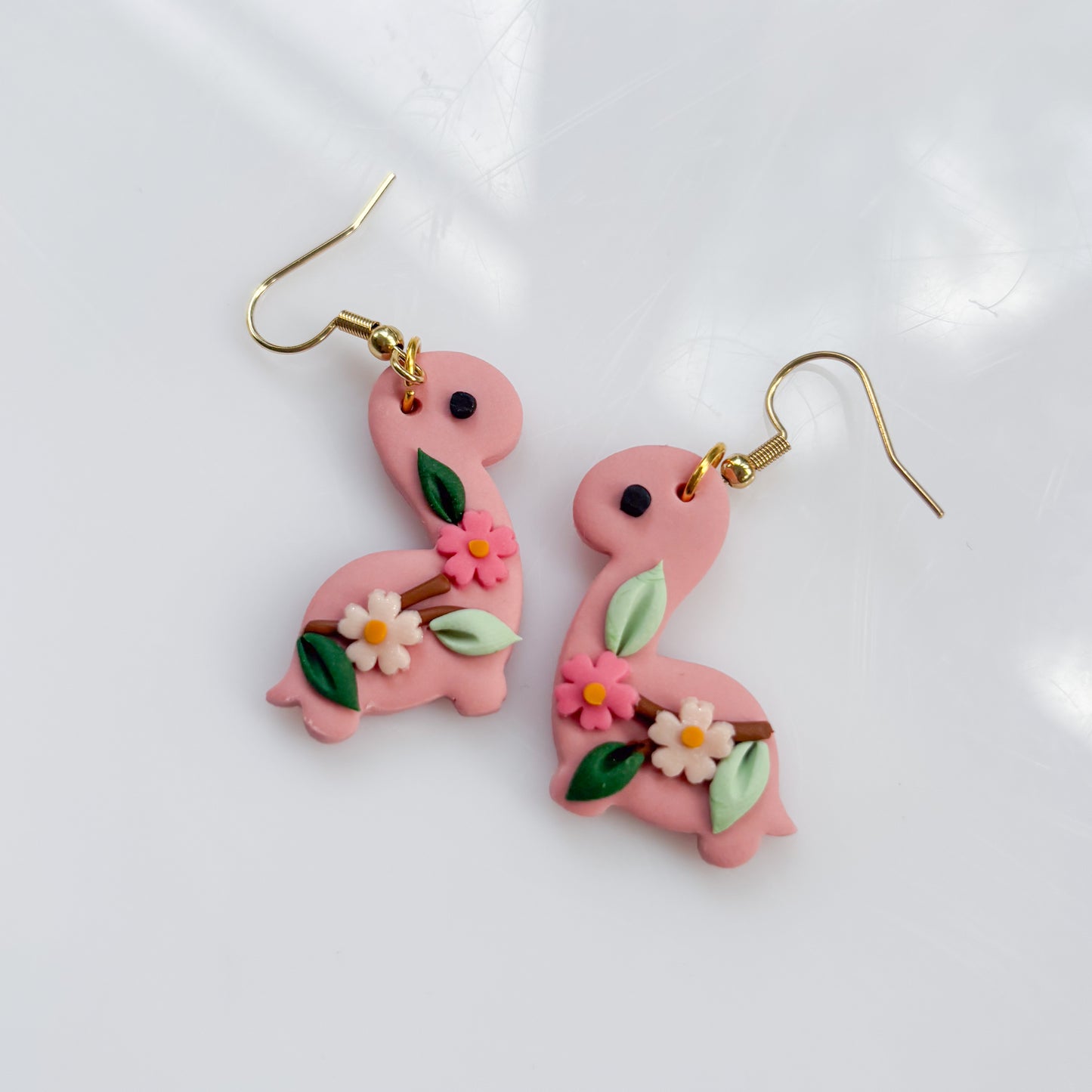 CHERRY BLOSSOM DINO EARRINGS (BRONTO)