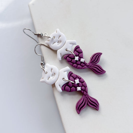 PURPLE CAT FISH EARRINGS