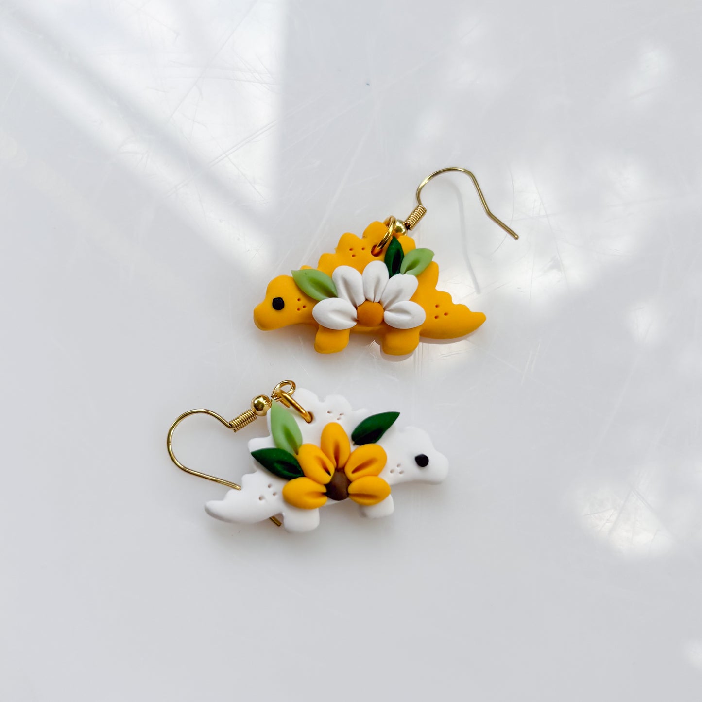MISMATCHED DAISY SUNFLOWER DINO EARRINGS (STEGO)