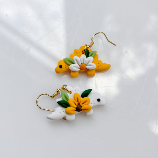 MISMATCHED DAISY SUNFLOWER DINO EARRINGS (STEGO)