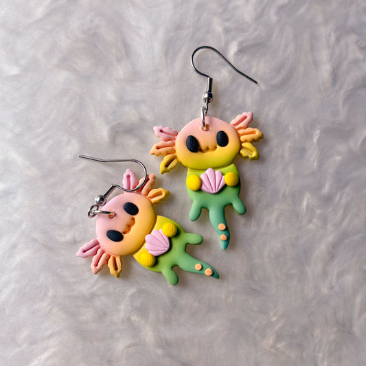 PASTEL RAINBOW AXOLOTL EARRINGS