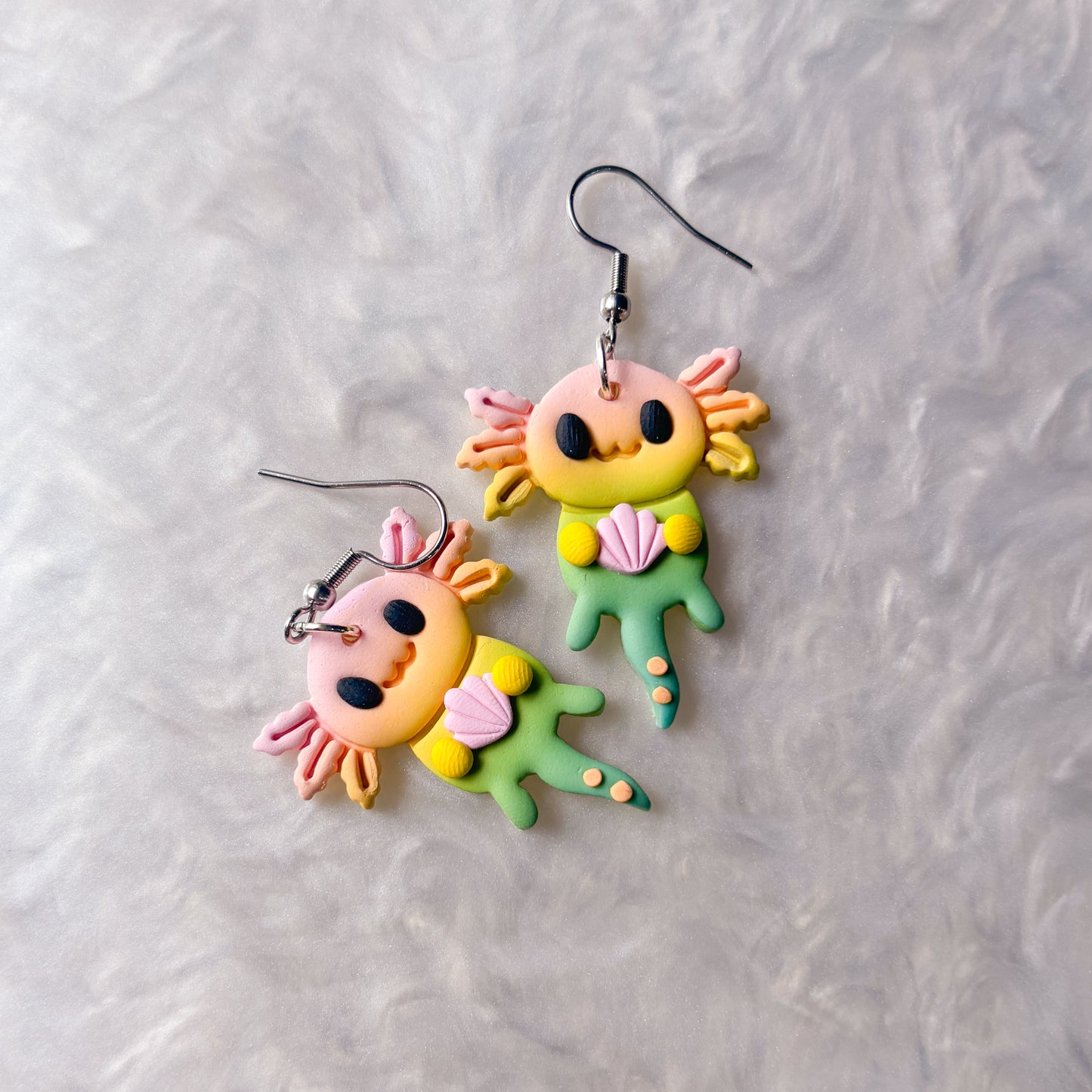 PASTEL RAINBOW AXOLOTL EARRINGS