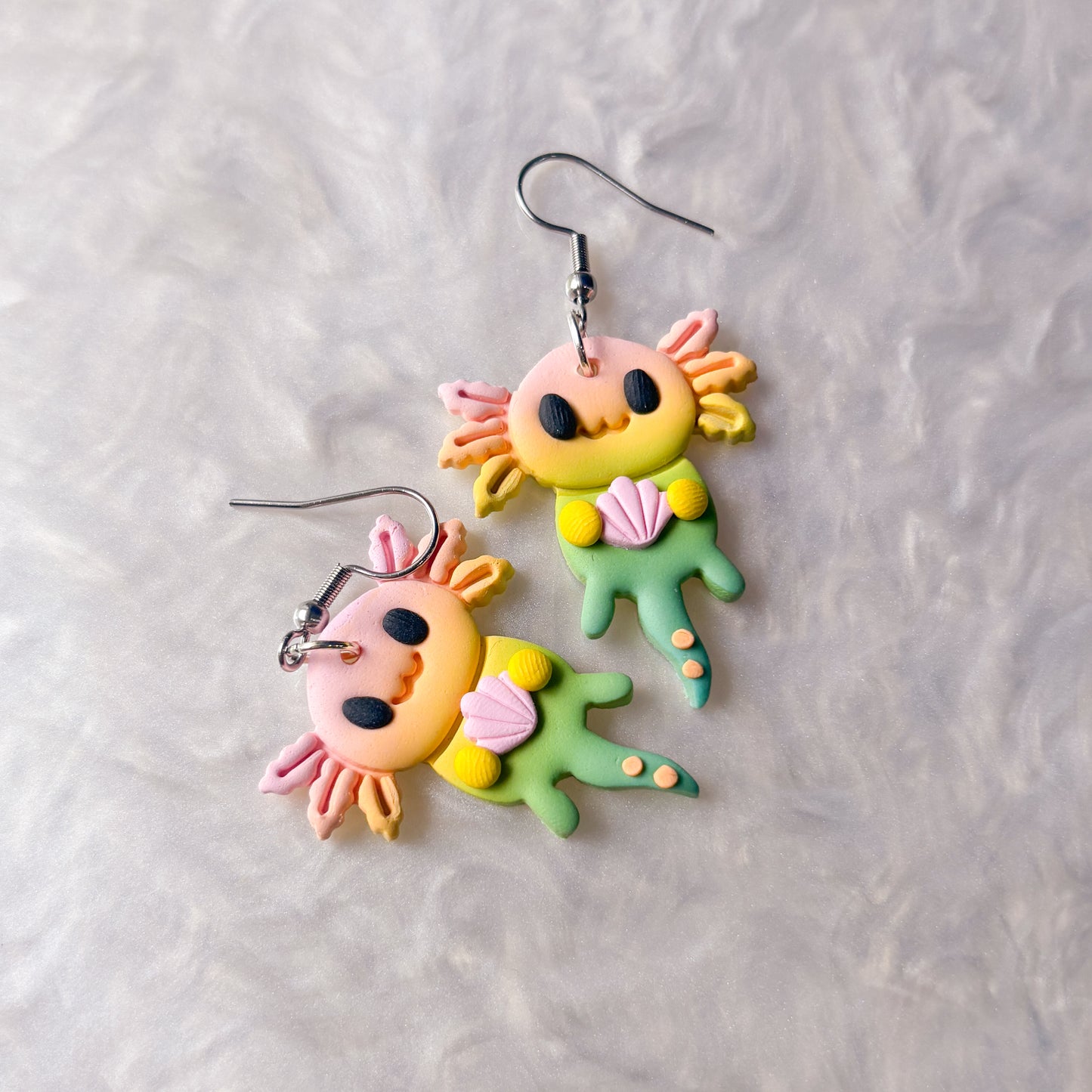 PASTEL RAINBOW AXOLOTL EARRINGS