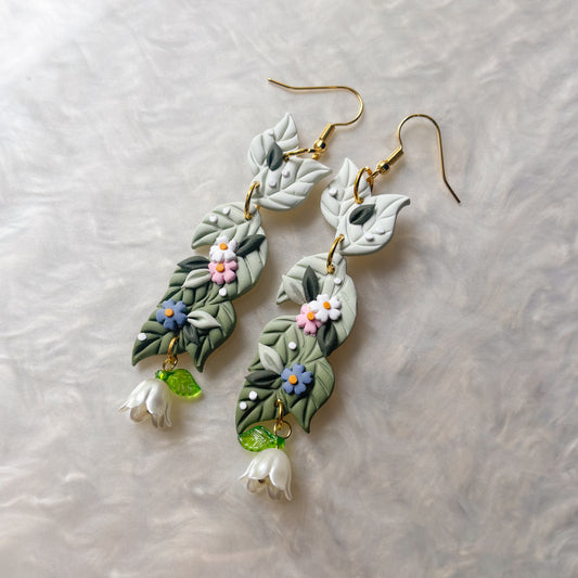 FLORAL LEAF DANGLE EARRINGS