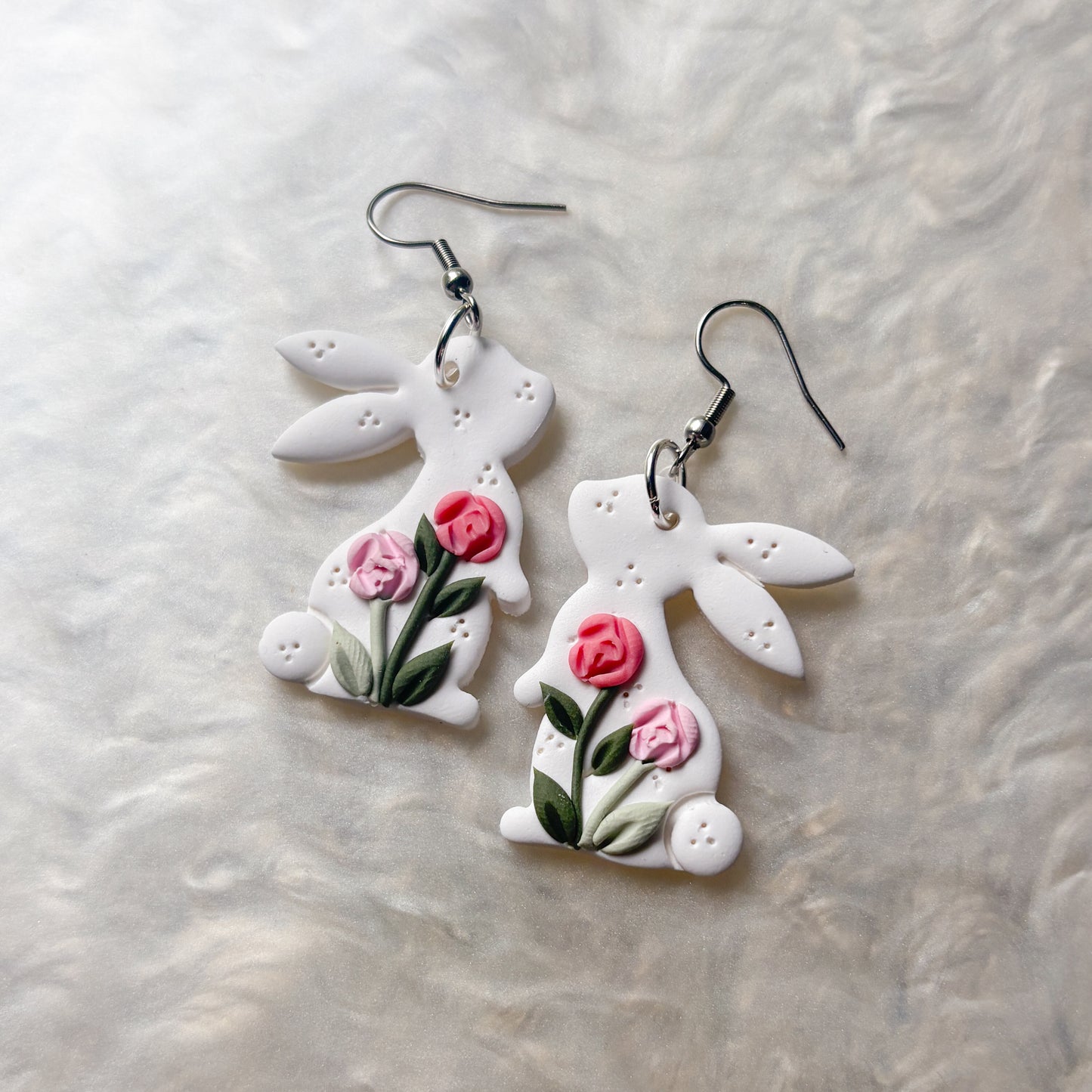 PINK ROSE RABBIT EARRINGS