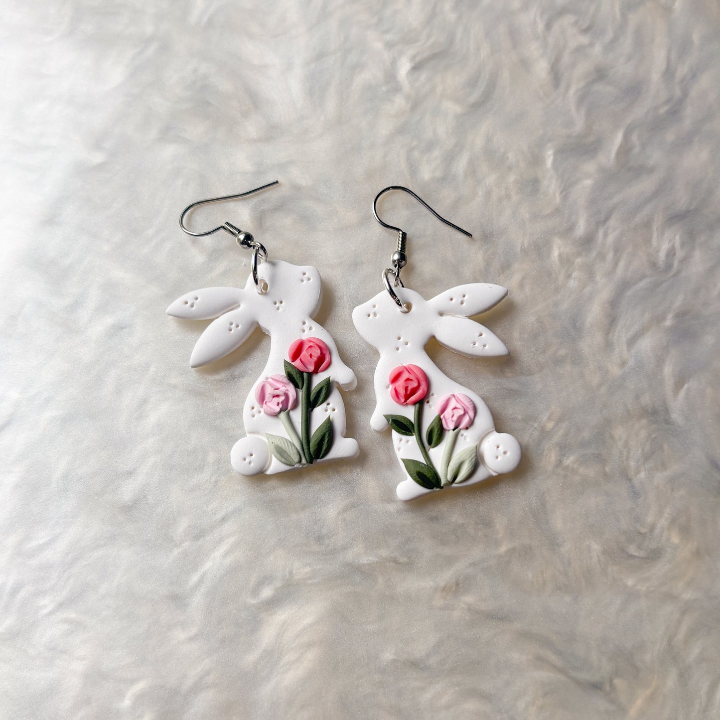PINK ROSE RABBIT EARRINGS