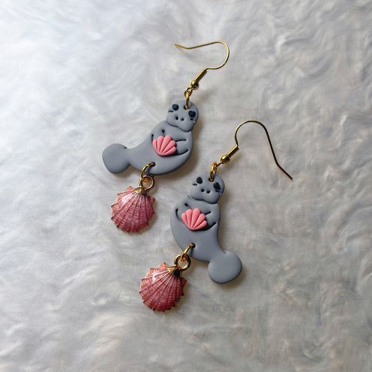 MANATEE PINK SHELL EARRINGS