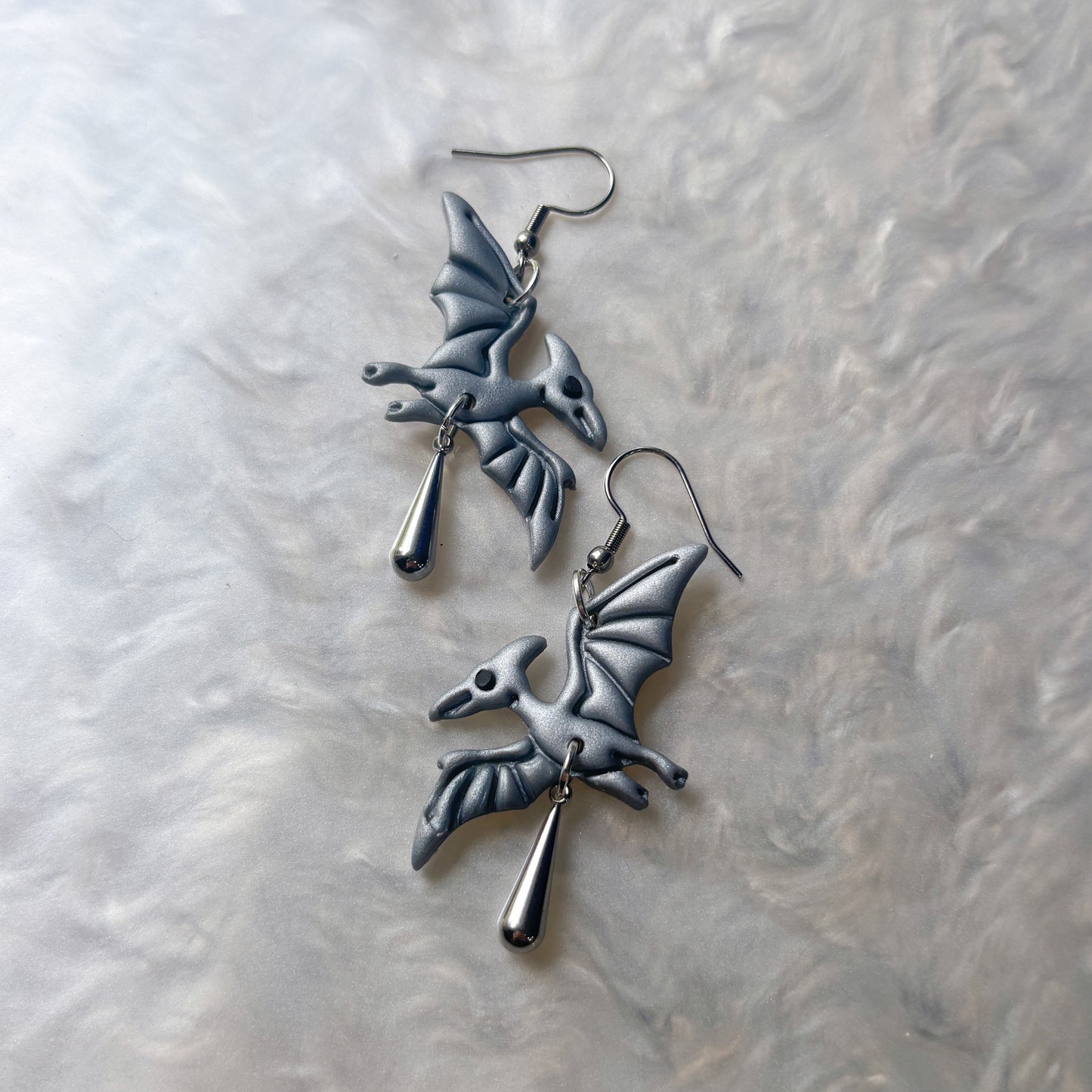 SILVER PTERODACTYL EARRINGS