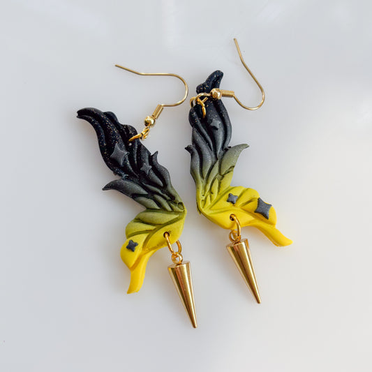 BUMBLEBEE FAIRY WING EARRINGS (YELLOW/BLACK)