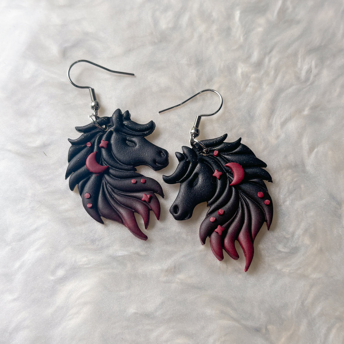 GOTHIC ROSE HORSE EARRINGS
