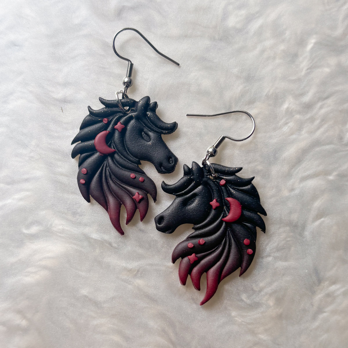 GOTHIC ROSE HORSE EARRINGS