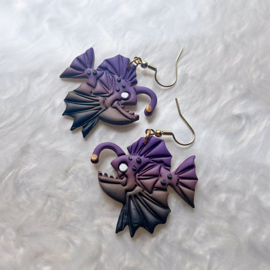 PURPLE ANGLER FISH EARRINGS