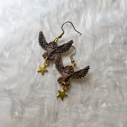 BROWN OWL EARRINGS