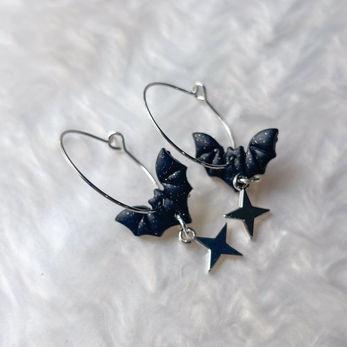 TINY BAT HOOP EARRINGS