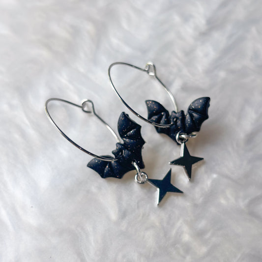 TINY BAT HOOP EARRINGS