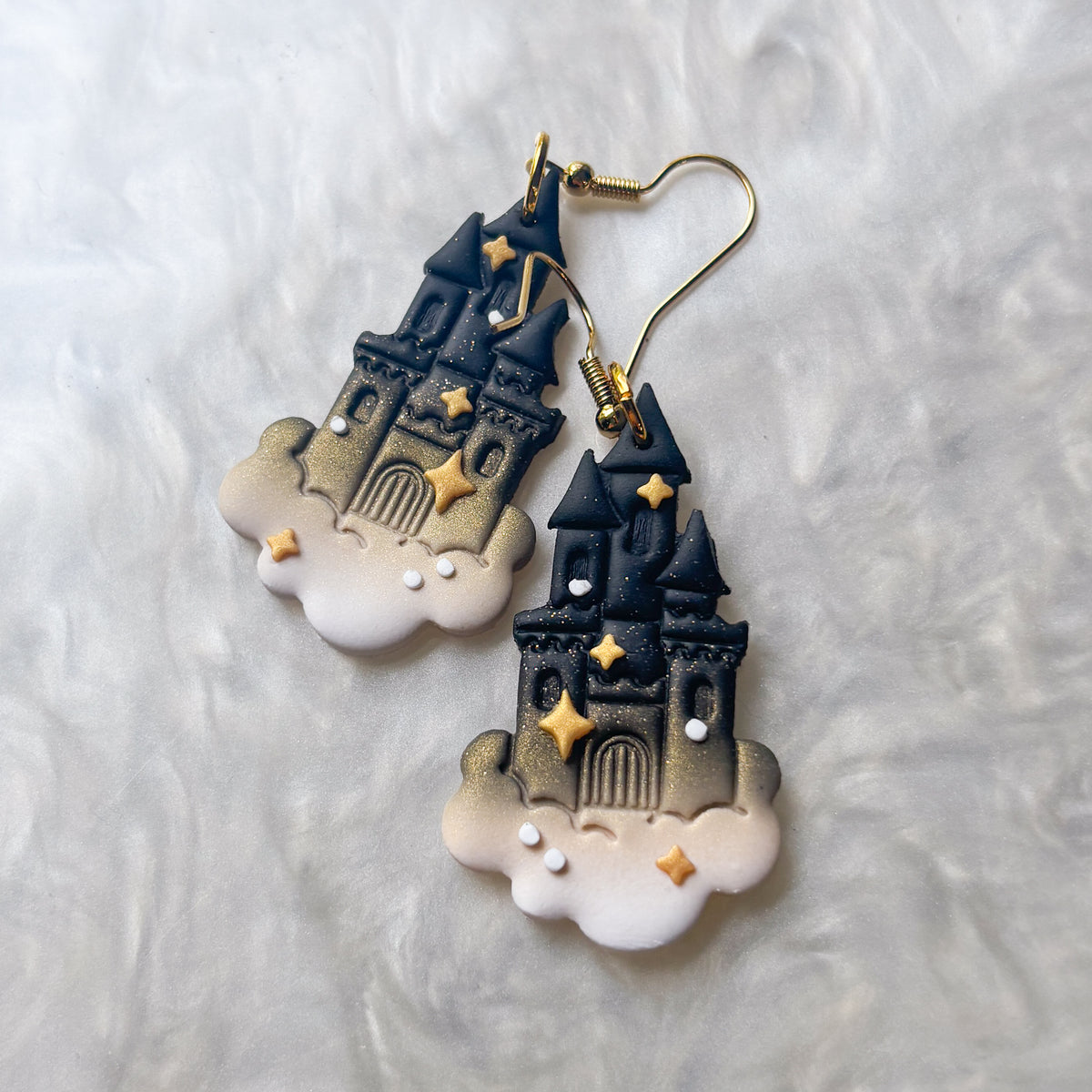 CASTLE IN THE SKY BLACK & GOLD EARRINGS