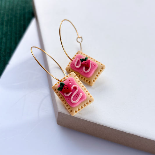 STRAWBERRY POP TART HOOP EARRINGS