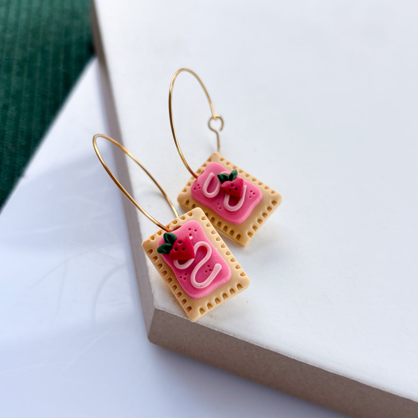 STRAWBERRY POP TART HOOP EARRINGS