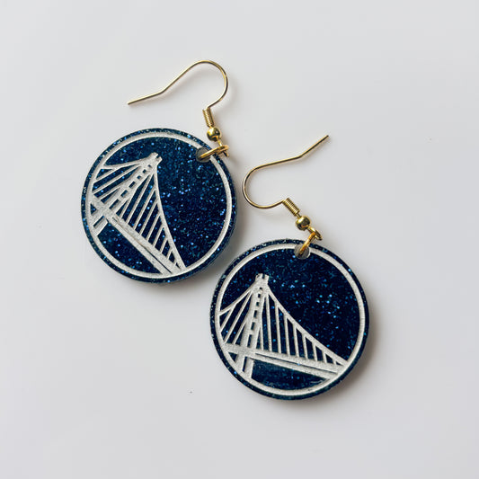 WARRIORS GOLDEN GATE BRIDGE ACRYLIC EARRINGS