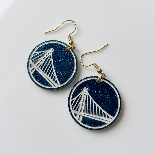 WARRIORS GOLDEN GATE BRIDGE ACRYLIC EARRINGS