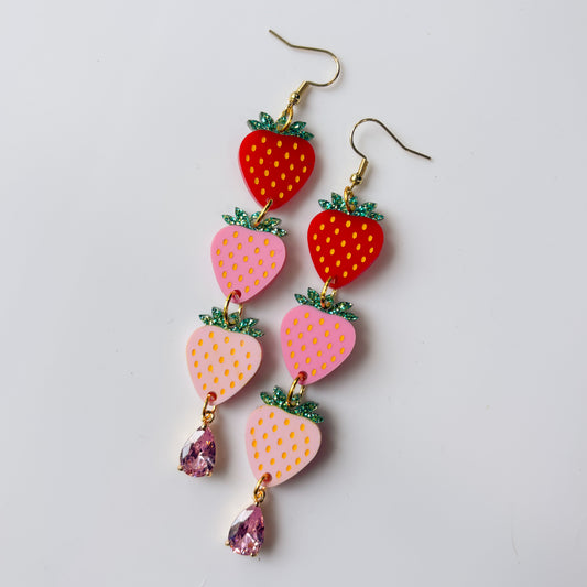STRAWBERRY TRIO ACRYLIC EARRINGS