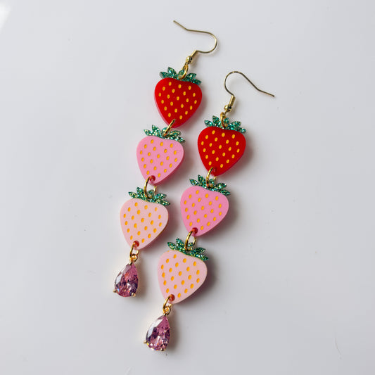 STRAWBERRY TRIO ACRYLIC EARRINGS