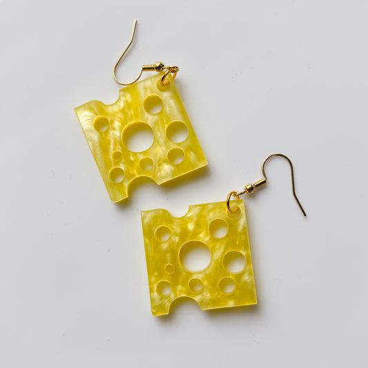 CHEESE SLICE ACRYLIC EARRINGS