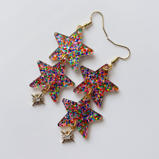 SPARKLE CONFETTI STARS ACRYLIC EARRINGS
