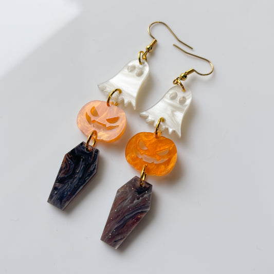 PEARLY HALLOWEEN TRIO ACRYLIC EARRINGS