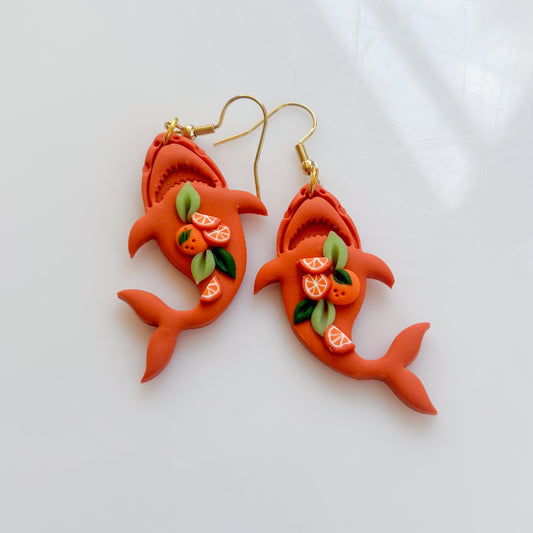 ORANGE CITRUS SHARK EARRINGS