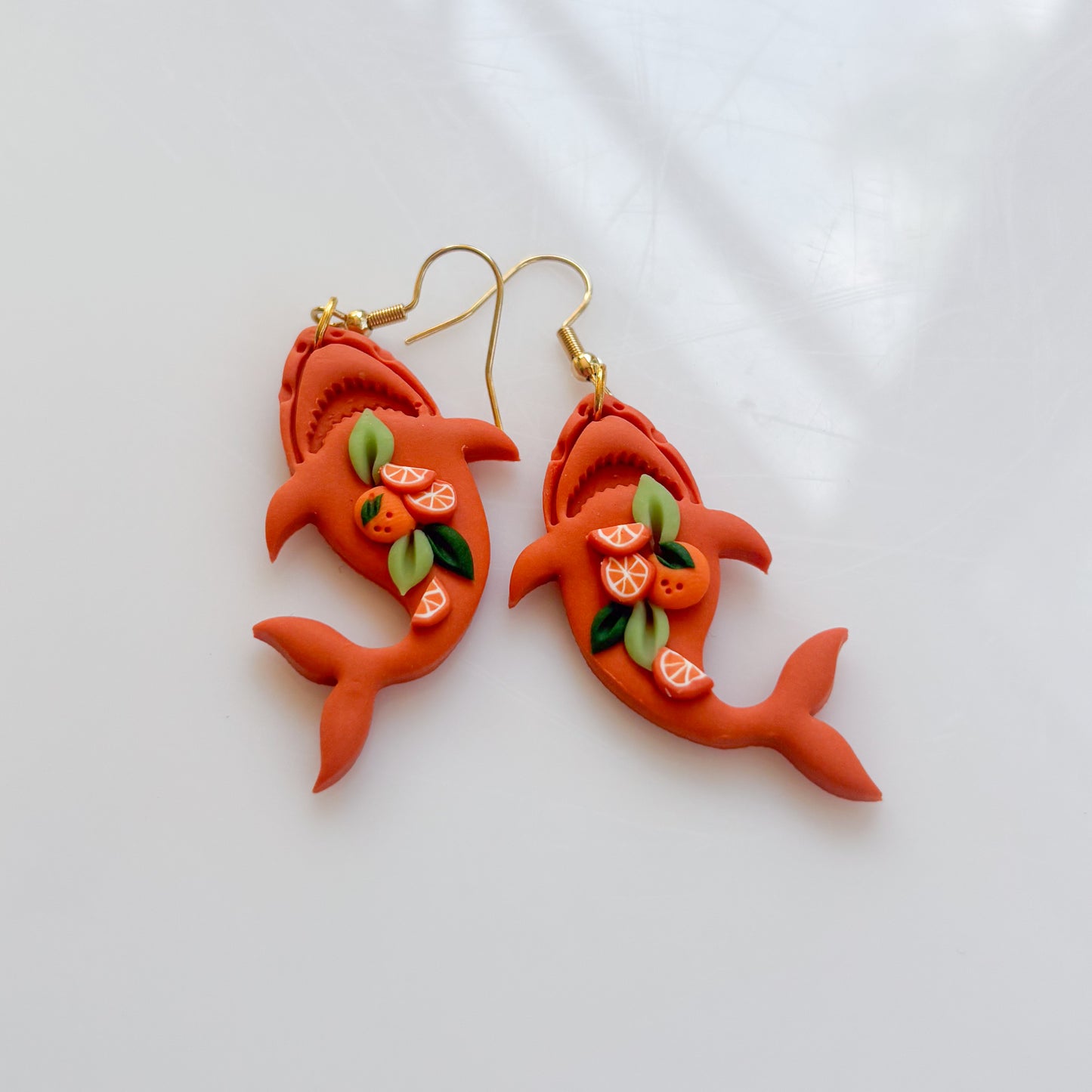 ORANGE CITRUS SHARK EARRINGS