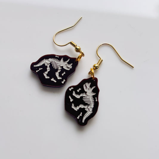 DINO FOSSIL ACRYLIC EARRINGS