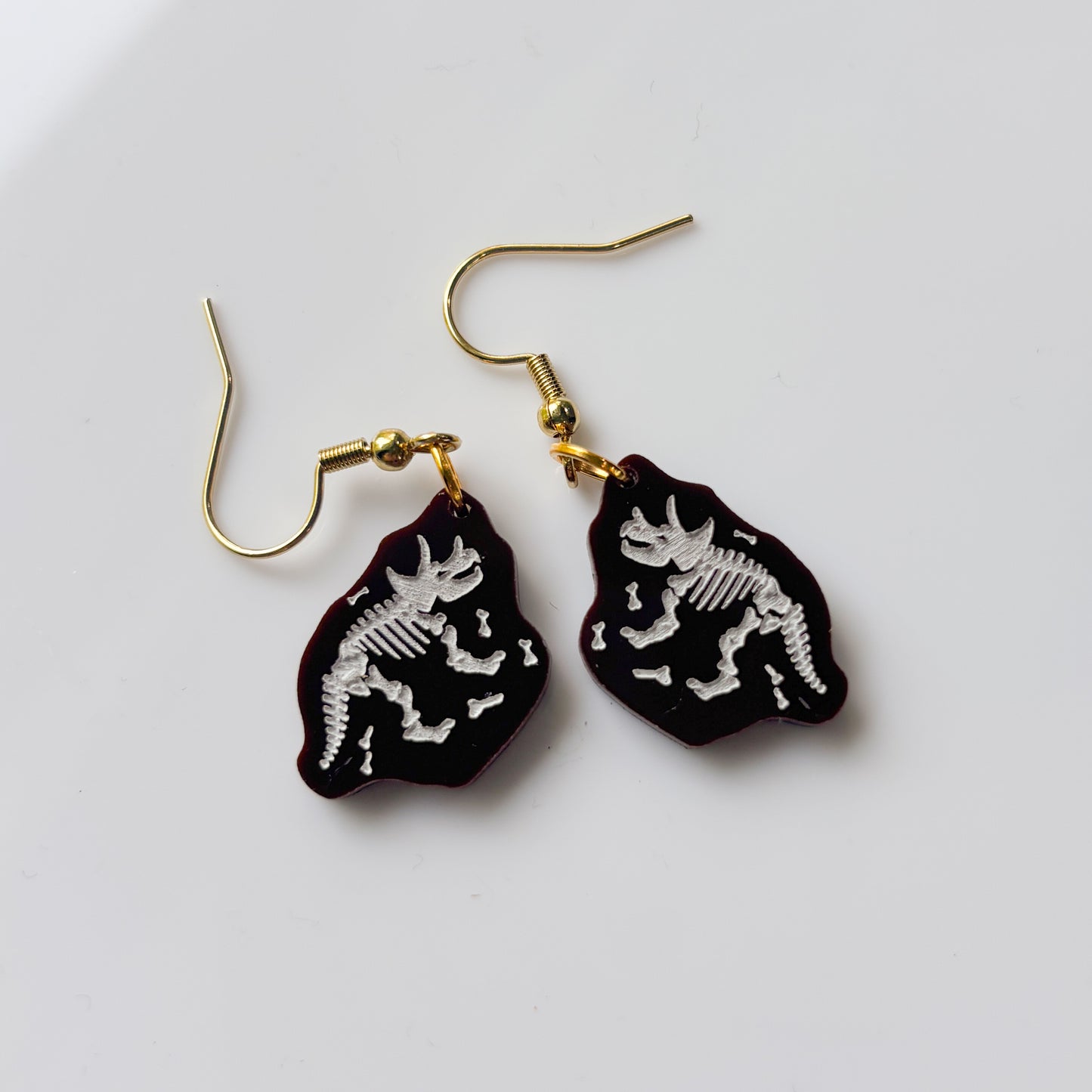 DINO FOSSIL ACRYLIC EARRINGS