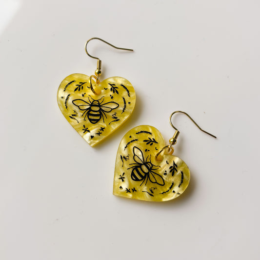I HEART BEES ACRYLIC EARRINGS